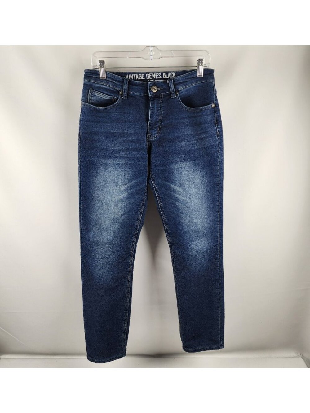 Vintage Genes Black Jeans Mens 30x29 Blue Slim Fit Low Rise Denim
